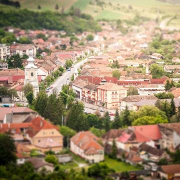 A landscape shot of a town