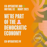 We're part of the democratic economy (square orange)