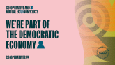 We're part of the democratic economy (landscape pink)